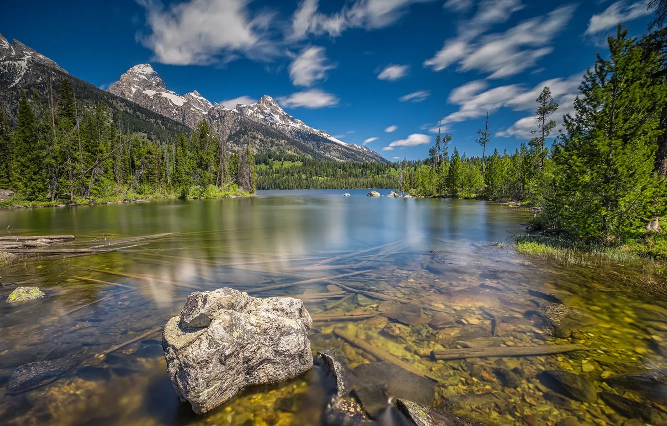 Photo wallpaper USA, Wyoming, mountain, lake, Grand Teton