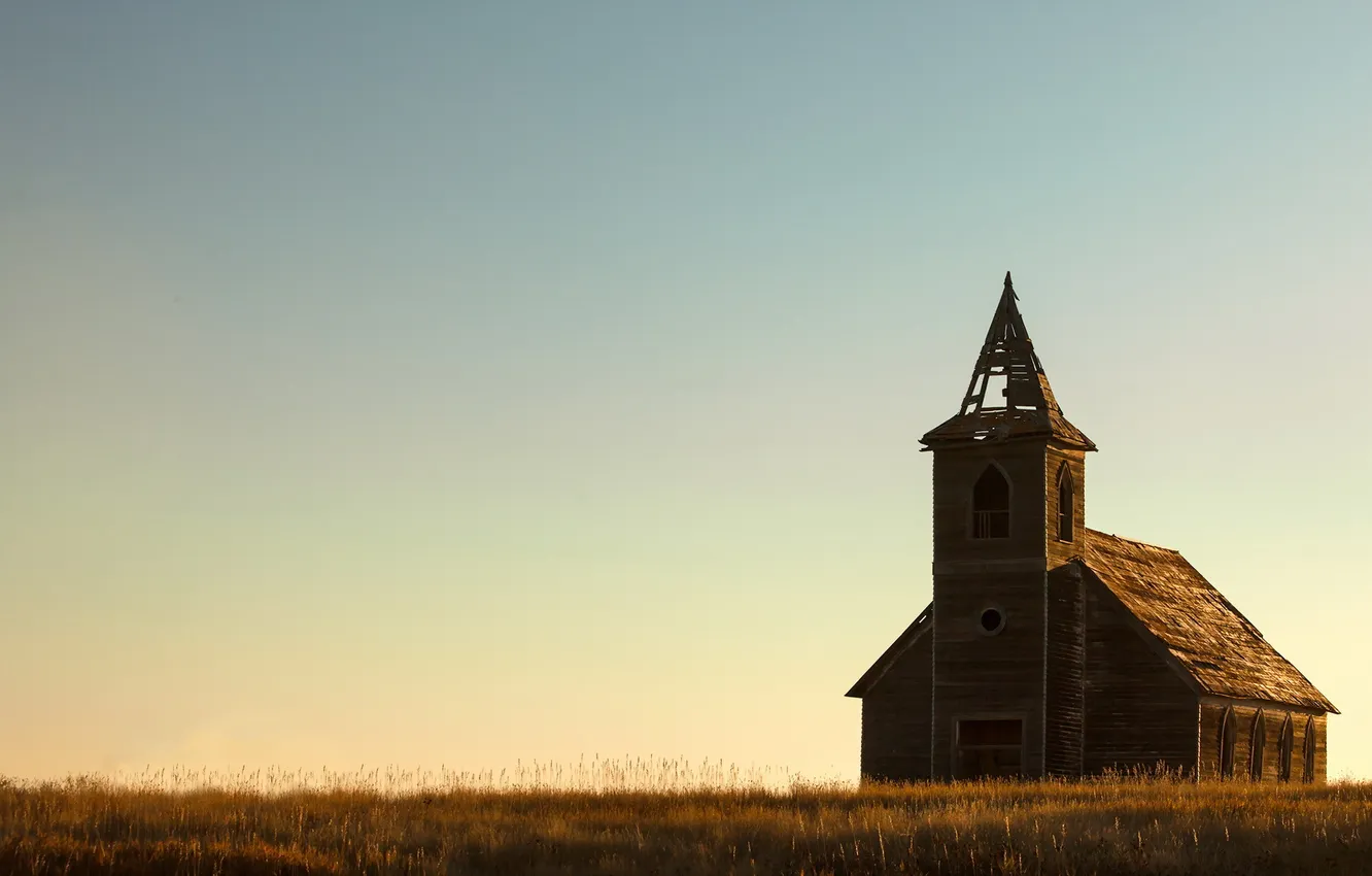 Photo wallpaper field, the sky, temple