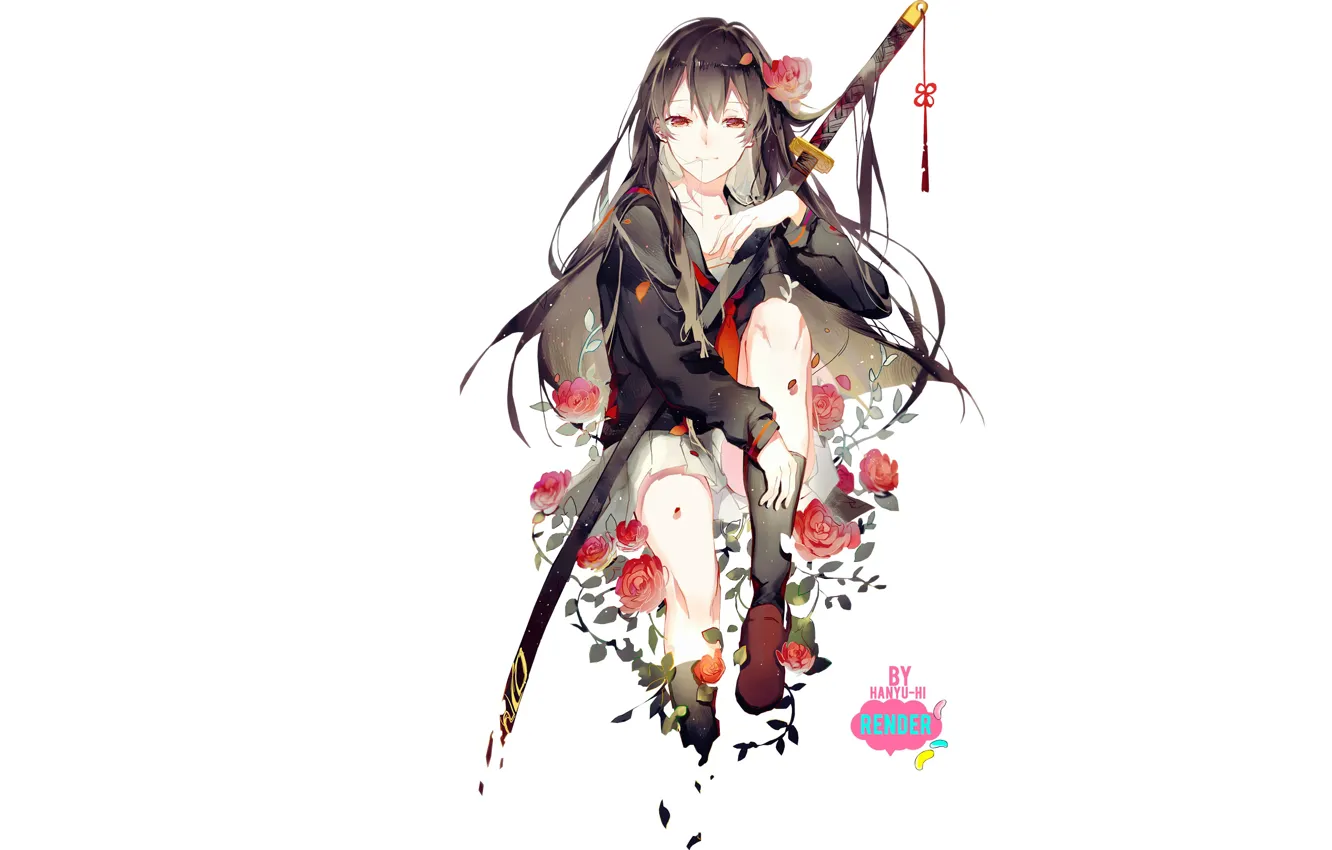 Photo wallpaper girl, sword, by hanyu hi