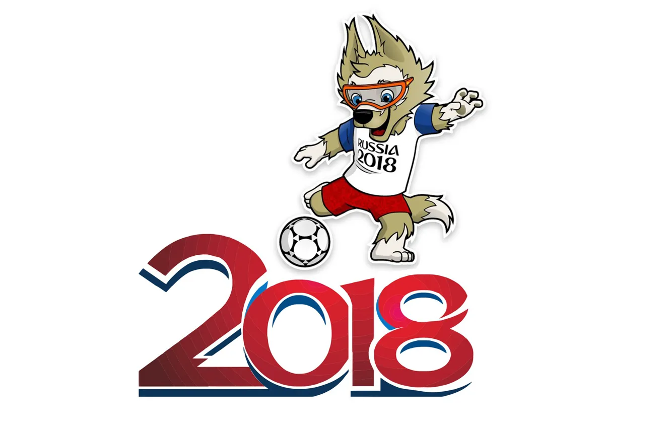 Photo wallpaper World Cup 2018, zabijaka, the symbol of world Cup 2018, the wolf-football player, The football …
