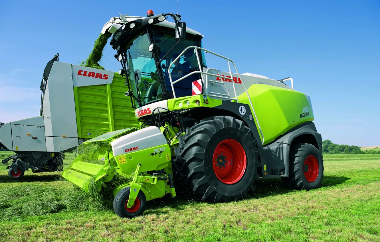 Photo wallpaper grass, cleaning, Claas, Jaguar 800