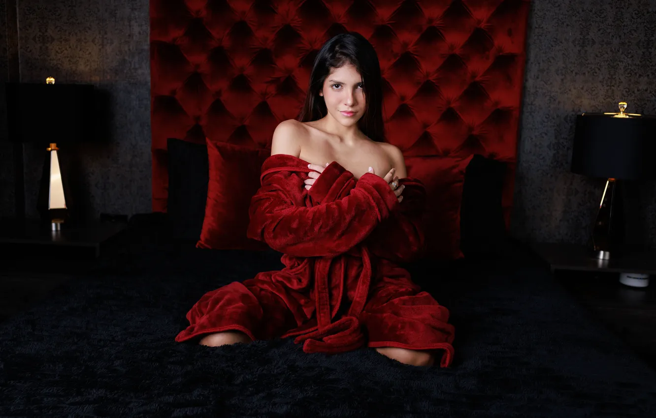 Photo wallpaper model, awesome, brunette, bedroom, gorgeous, posing, beautiful face, Photoshoot