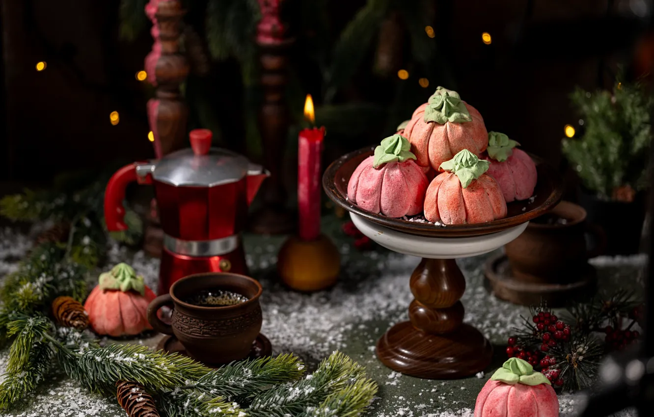 Photo wallpaper table, still life, dessert