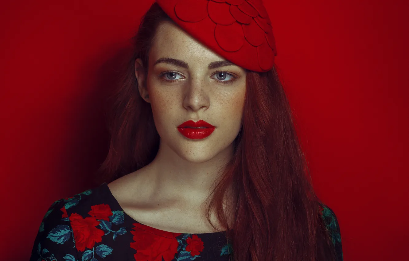 Photo wallpaper girl, face, style, makeup, lipstick, takes