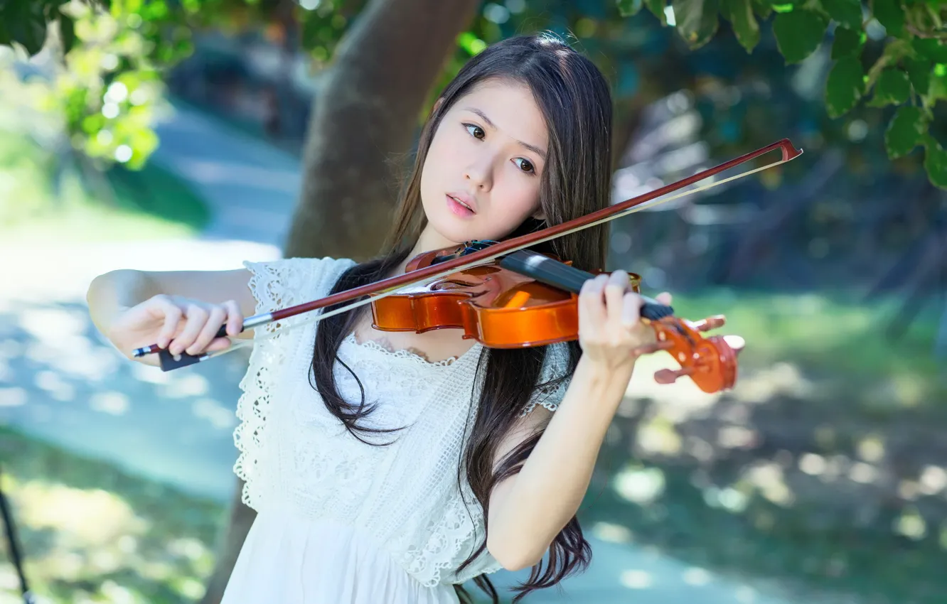 Photo wallpaper girl, music, violin