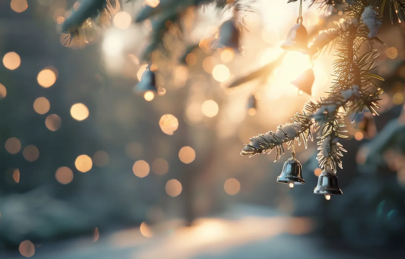 Photo wallpaper new year, Christmas, bells, AI art, neural network