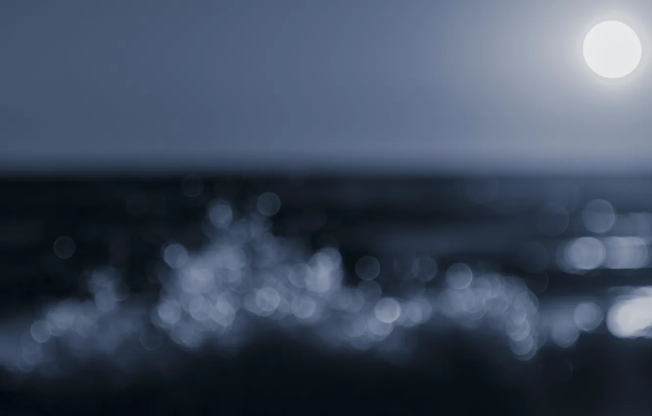 Photo wallpaper waves, moon, sea, ocean, moonlight