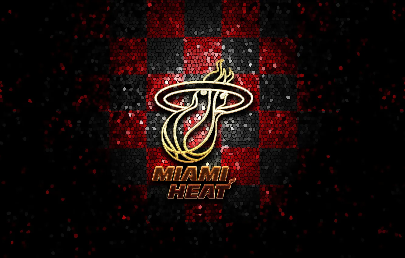 Photo wallpaper wallpaper, logo, basketball, NBA, Sport, Miami Heat, glitter, checkered