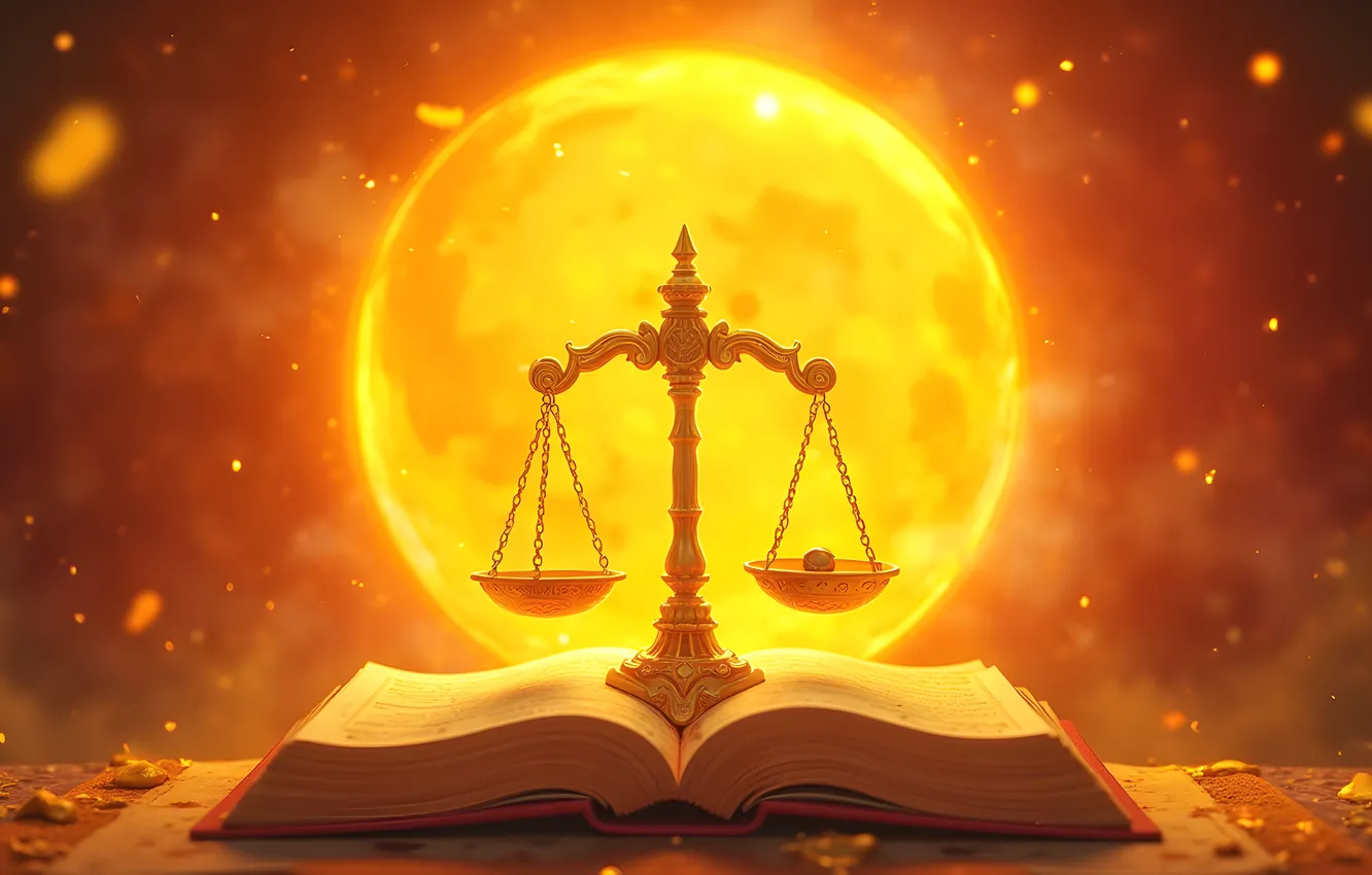 Photo wallpaper the sun, light, lights, sign, symbol, book, Libra, the signs of the zodiac