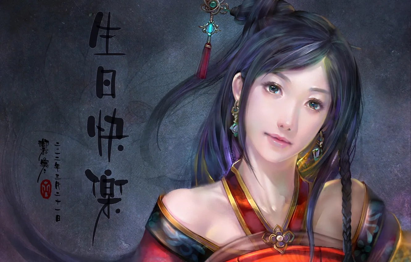 Photo wallpaper girl, art, characters, Asian
