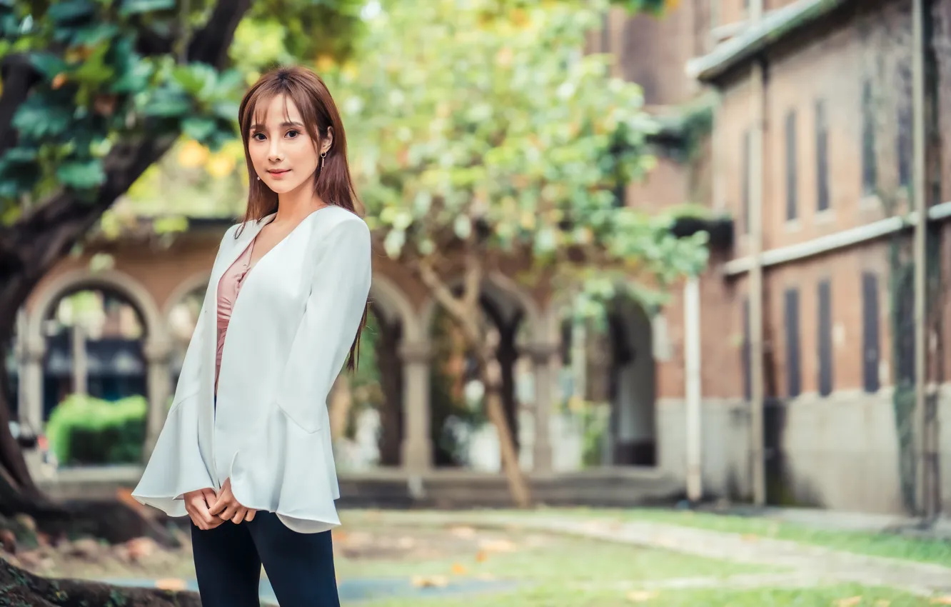 Photo wallpaper girl, Asian, bokeh