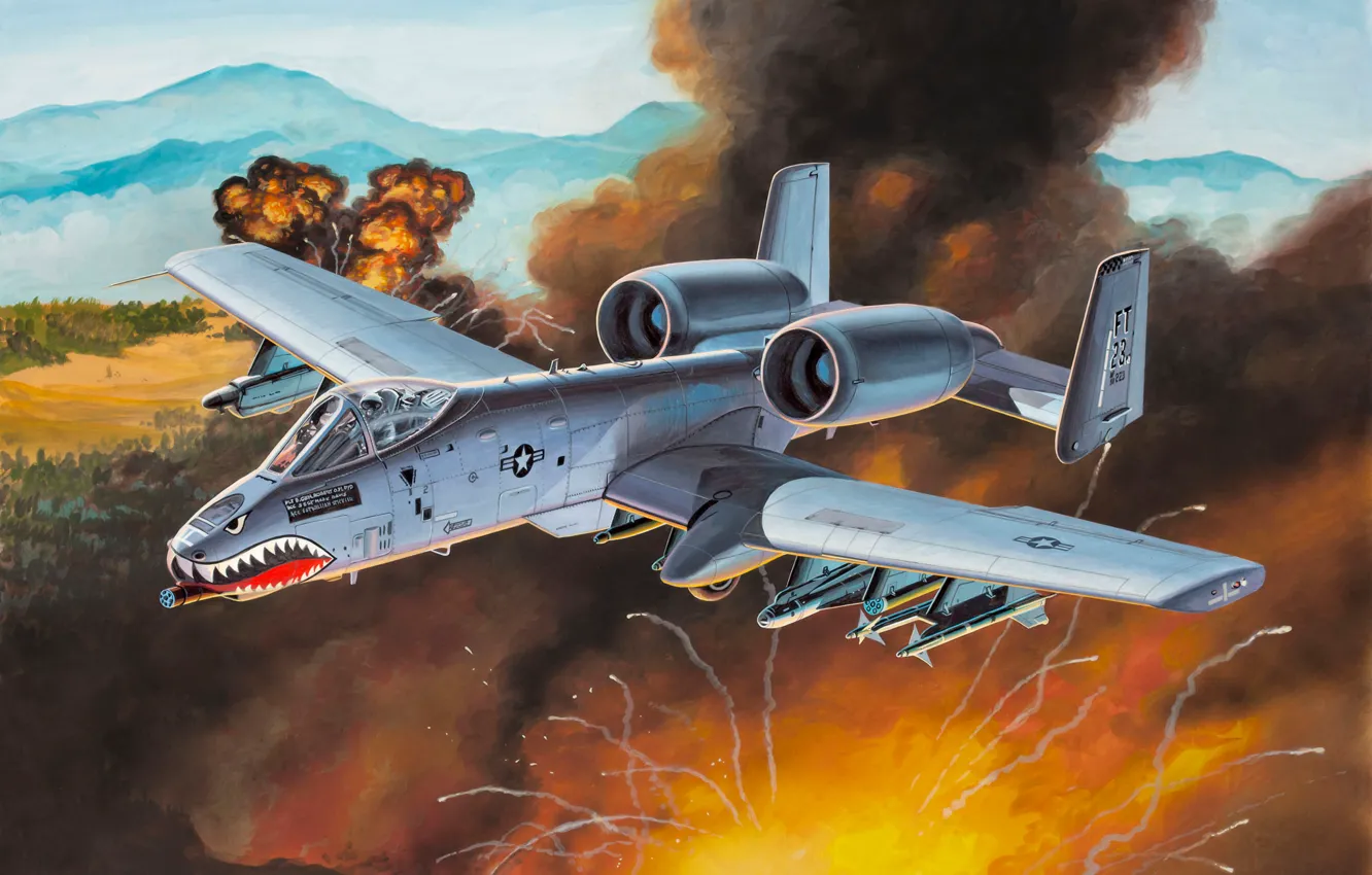 Photo wallpaper war, art, painting, aviation, Fairchild Republic A-10 Thunderbolt II
