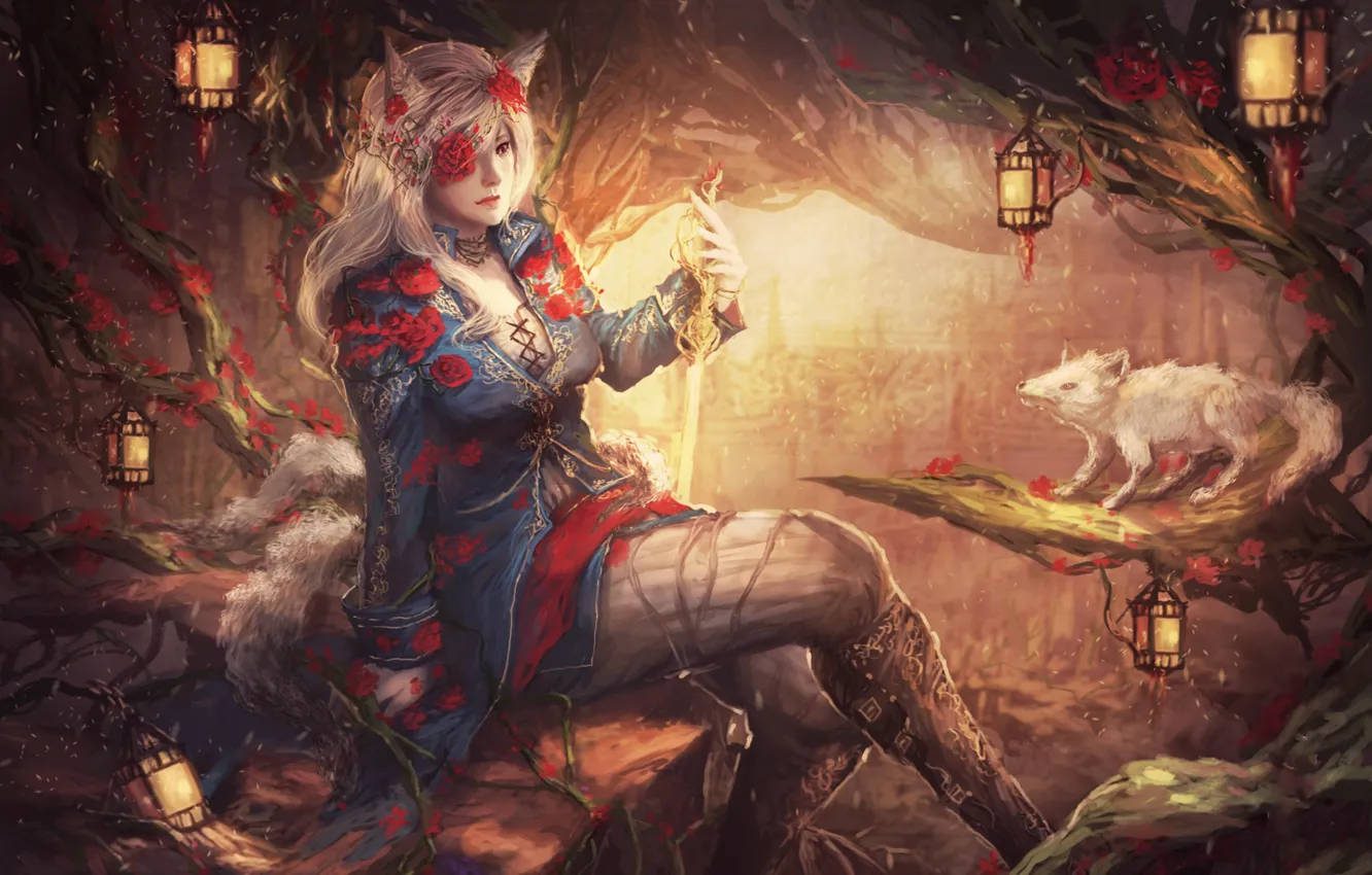 Photo wallpaper forest, girl, being, animal, League of Legends