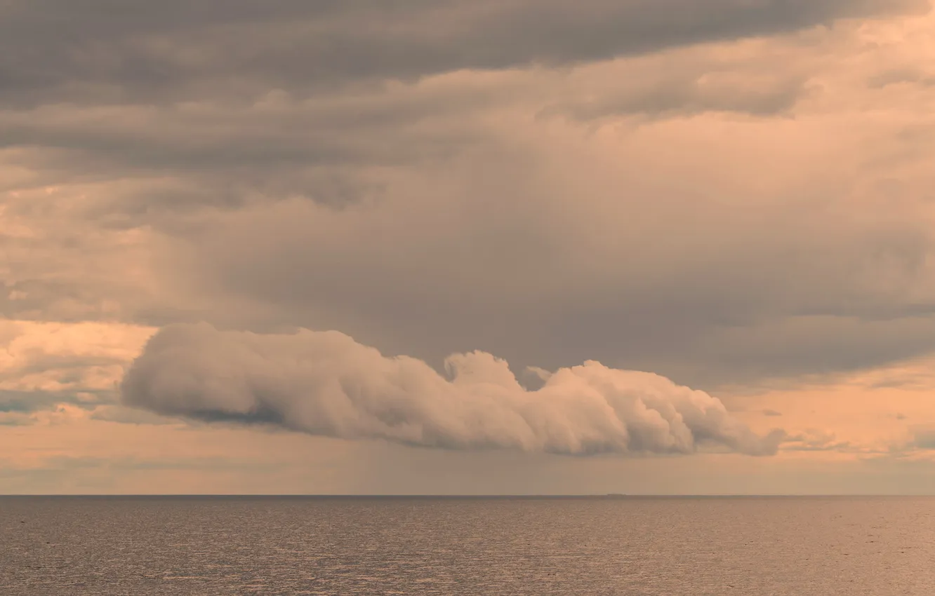 Photo wallpaper sea, the sky, clouds, dawn