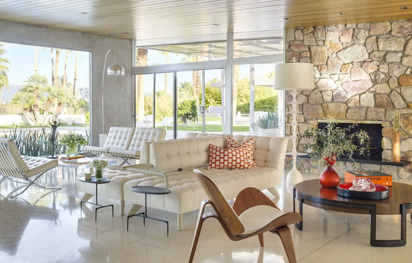 Photo wallpaper design, living room, interior, CA, Palm Springs