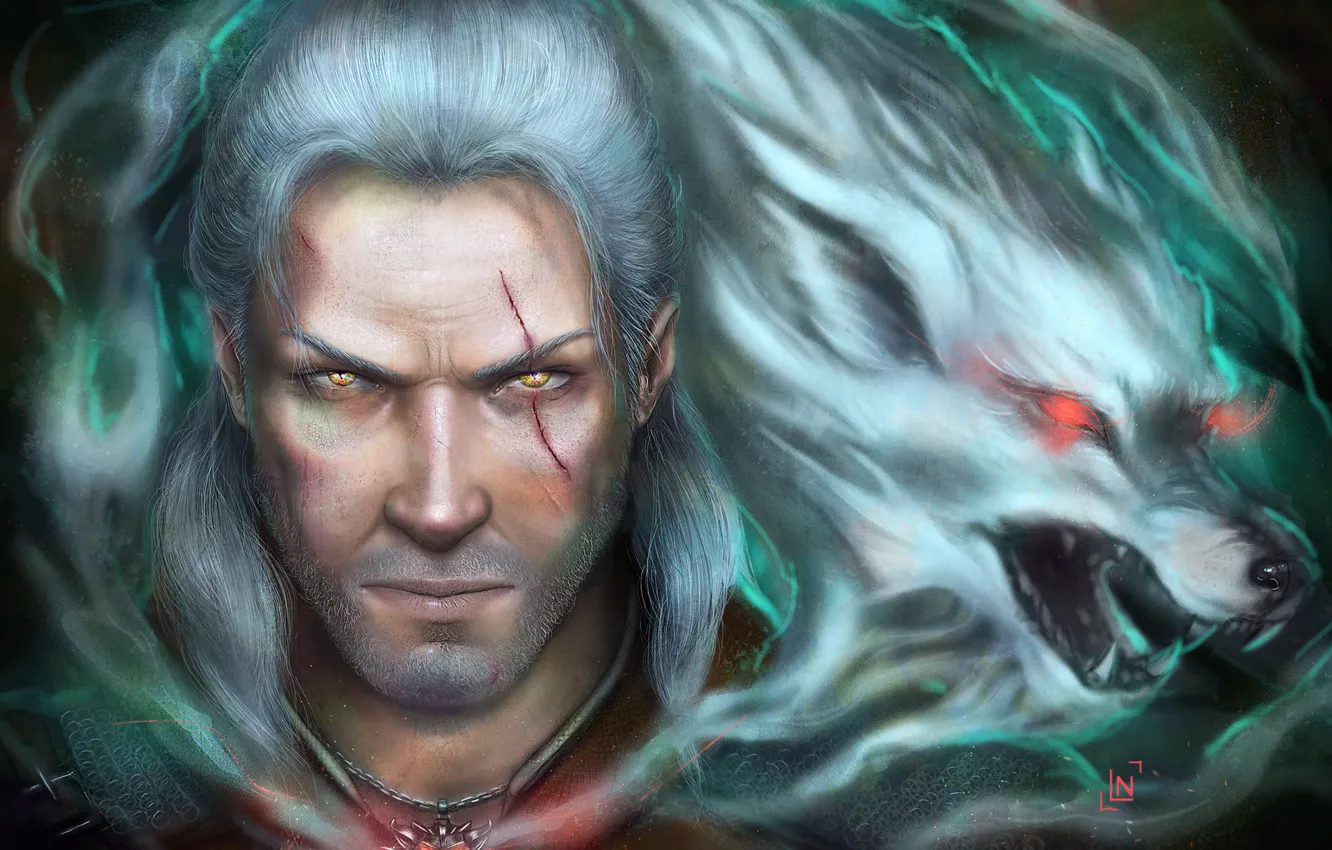 Photo wallpaper the game, art, the Witcher, scar, Herald, Witcher 3: Wild Hunt