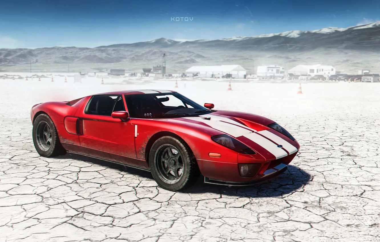 Photo wallpaper Ford, Red, Auto, The game, Machine, Ford GT, Art, Supercar