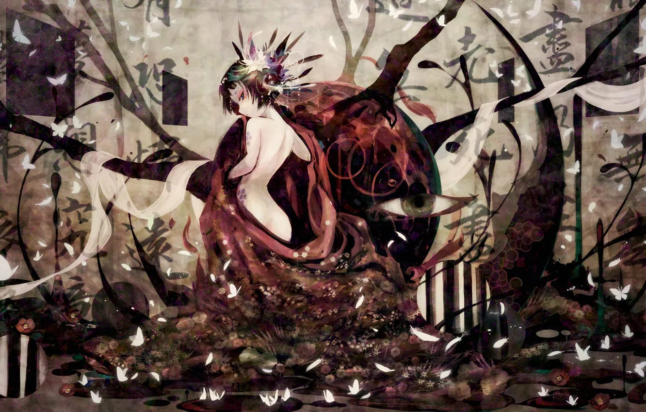 Photo wallpaper girl, butterfly, characters