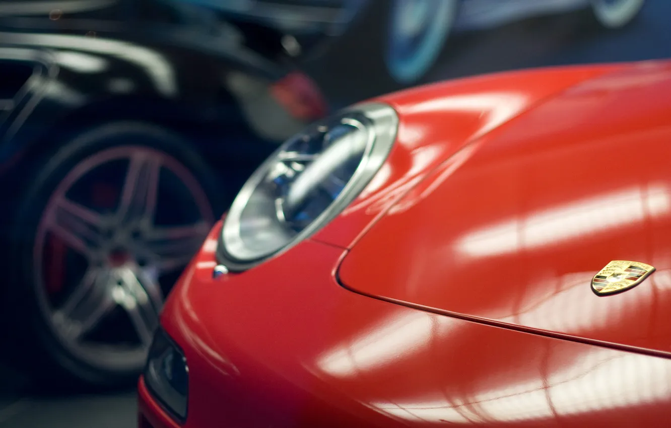 Photo wallpaper lights, 911, Porsche, closeup