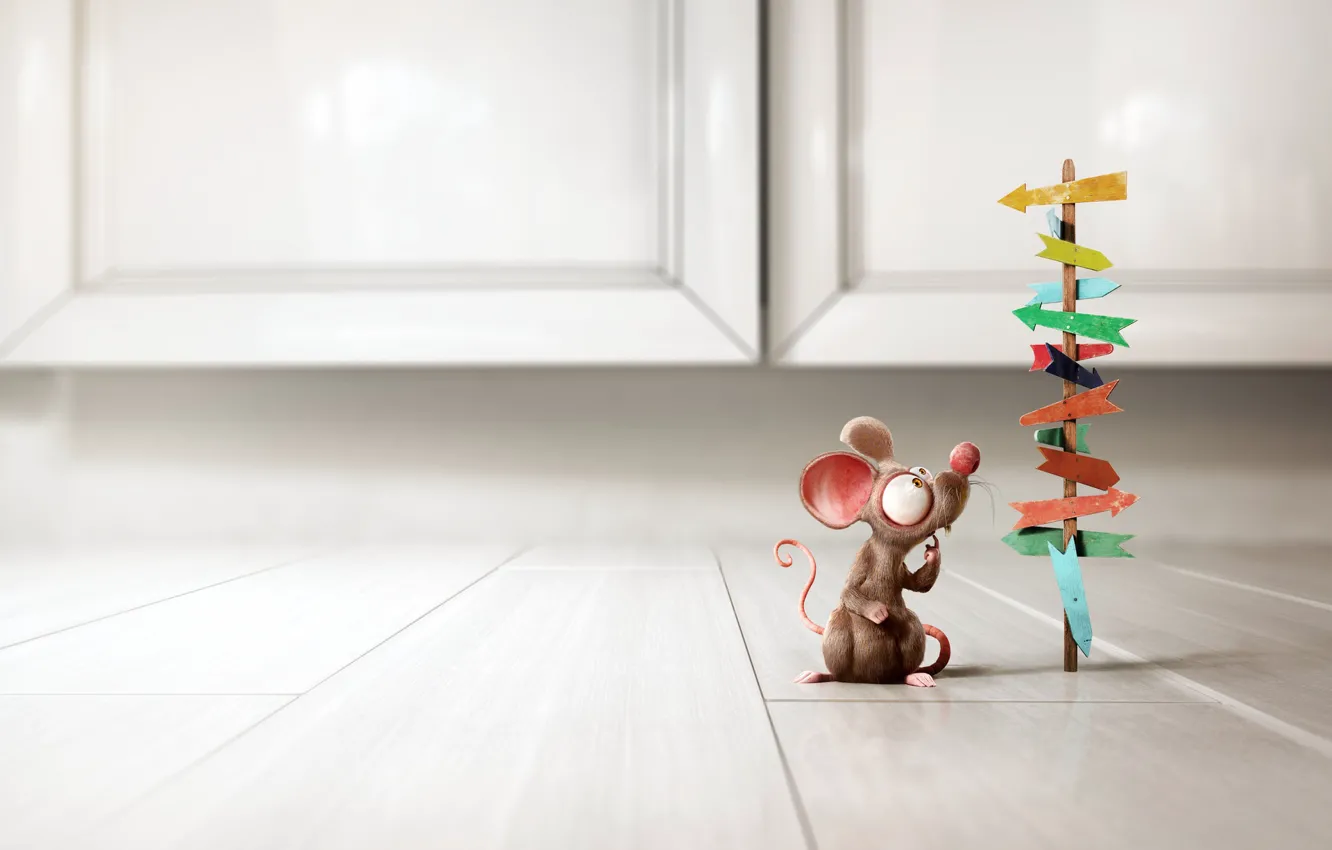 Photo wallpaper the situation, minimalism, mouse, art, choice, Little Rat, Bruno Tornisielo
