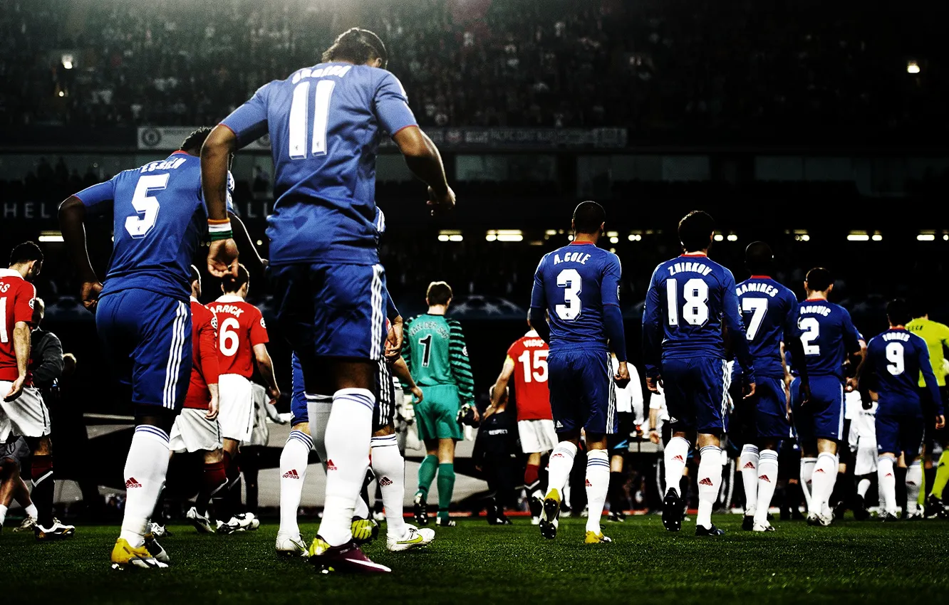 Photo wallpaper Champions League, Manchester United, Chelsea, Cole, Zhirkov, Ramires, Torres.Cech, Stamford Bridge