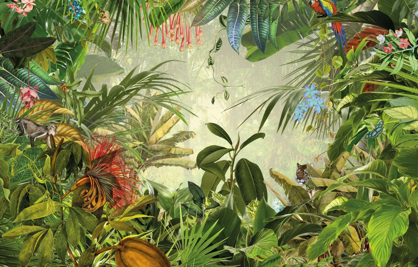 Photo wallpaper Forest, Tropics, Plants, Forest, Plants, Tropics, Green Wallpaper, Green Wallpaper