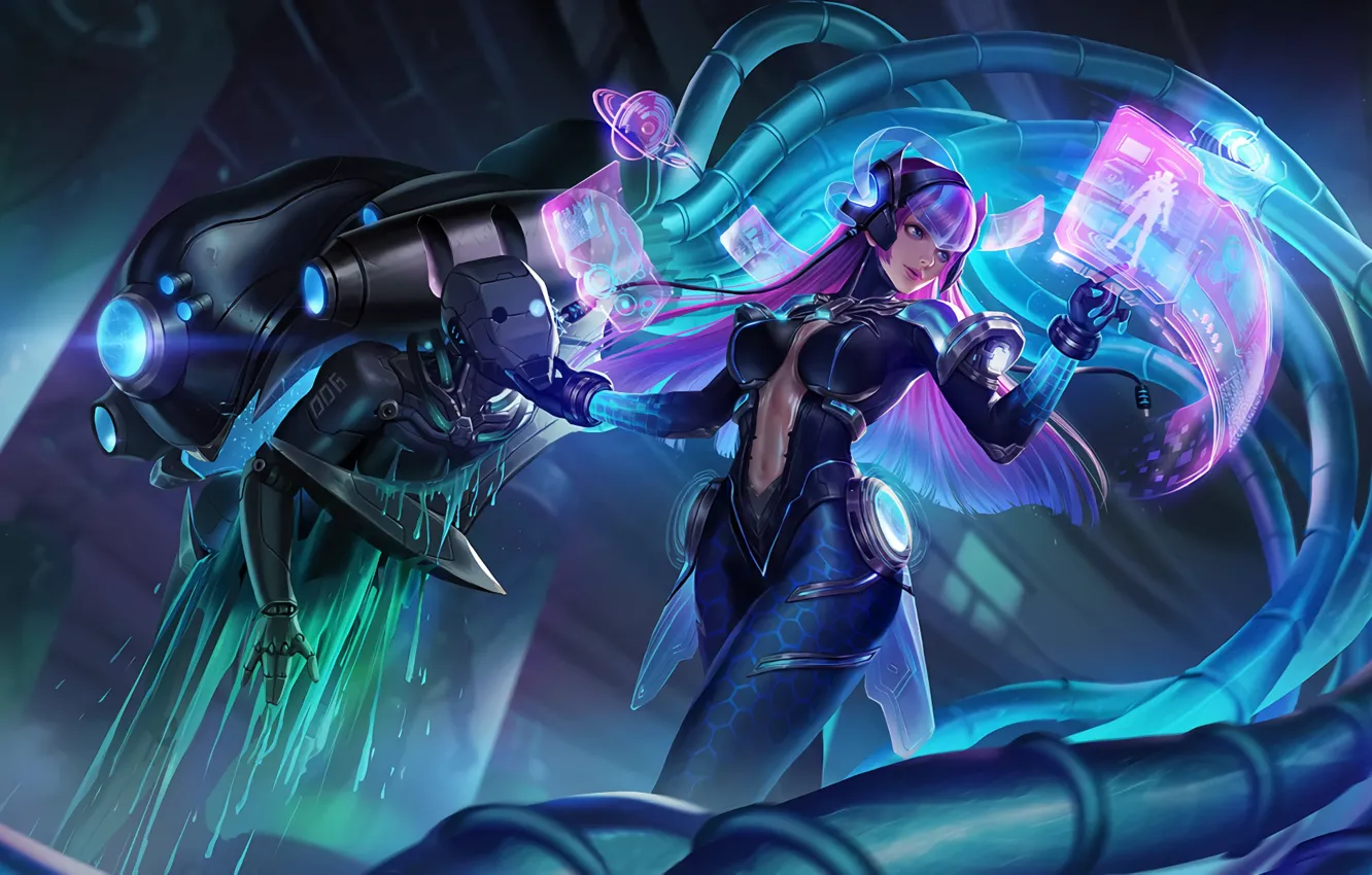 Photo wallpaper the game, robot, technology, Moscow, display, beautiful girl, characters, Bang Bang