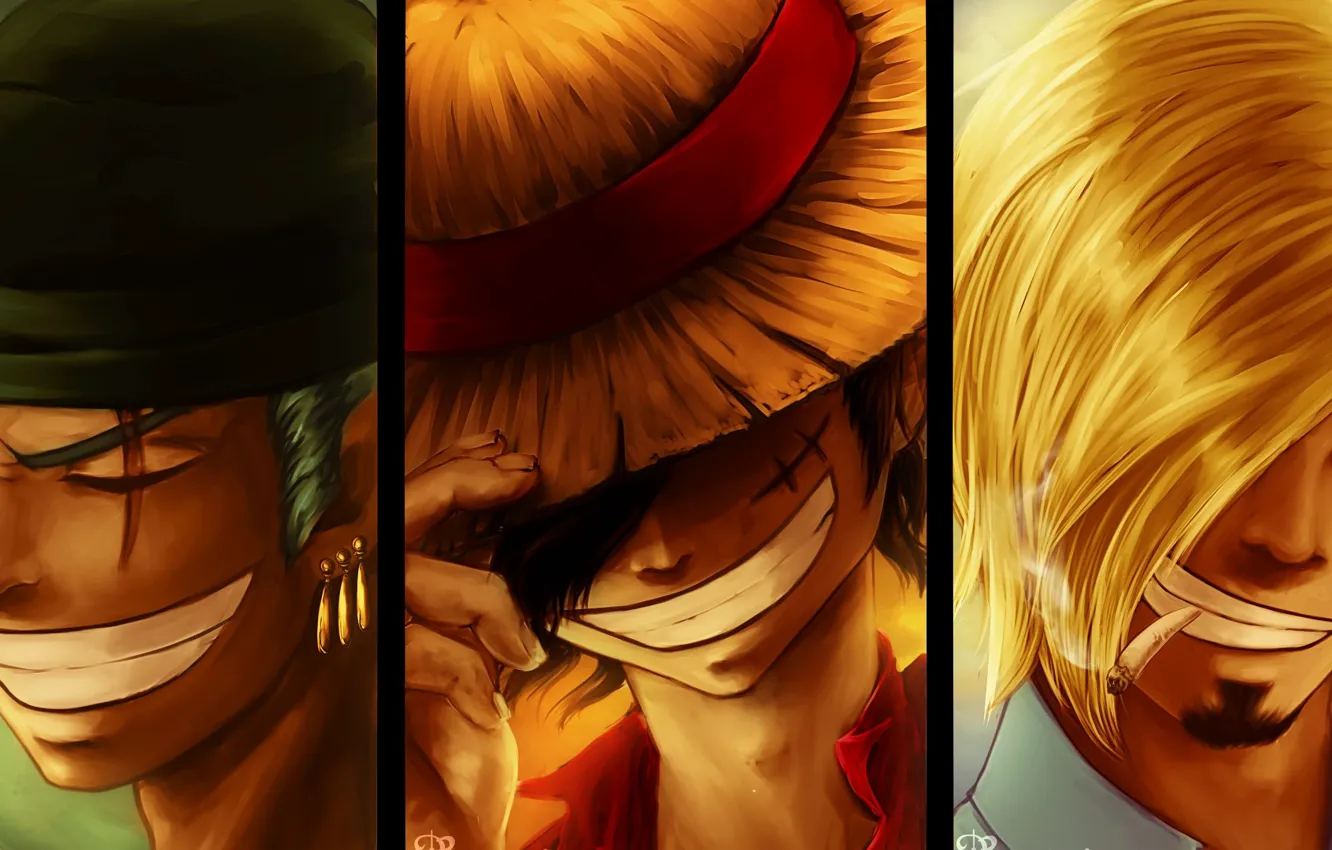 Photo wallpaper collage, guys, One Piece, smile