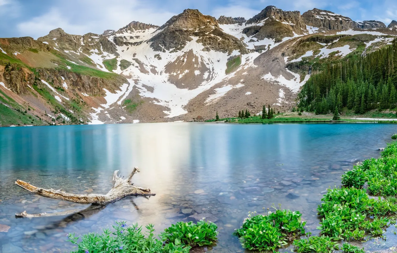 Photo wallpaper landscape, mountains, nature, lake