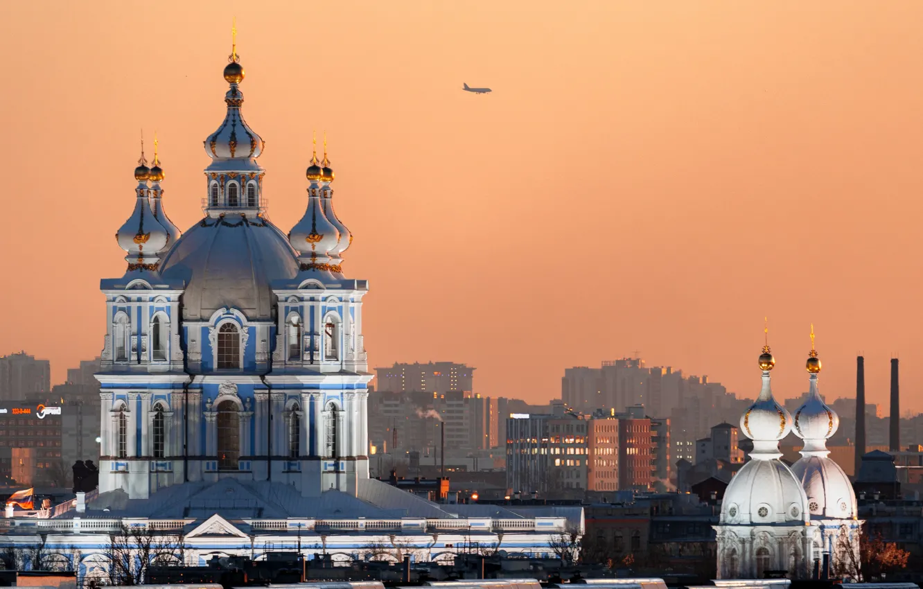 Photo wallpaper the city, building, Peter, Saint Petersburg, Smolny Cathedral, dome, Ruslan Kondratenko
