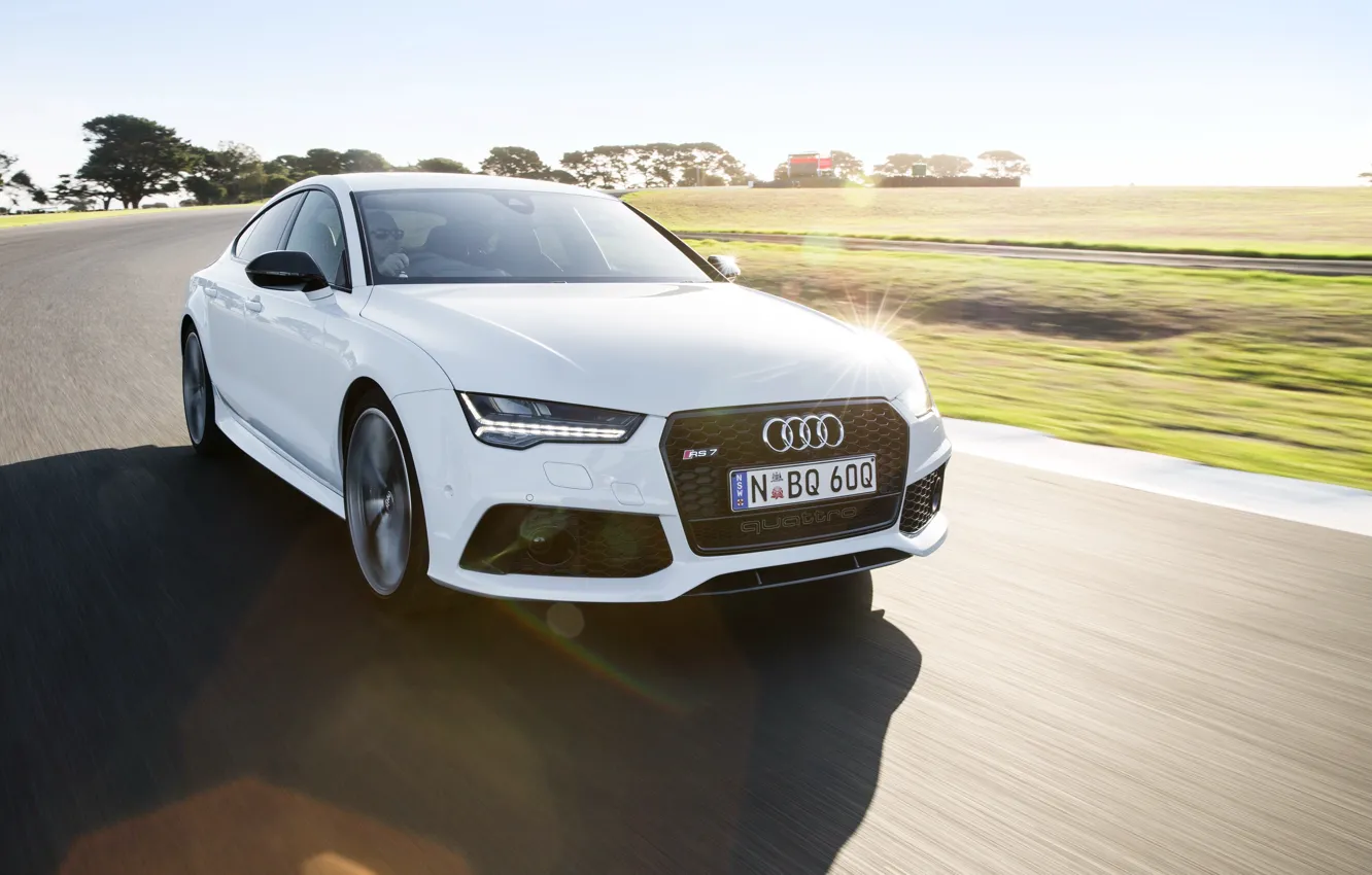 Photo wallpaper white, the sky, Audi, Audi, track, car, RS 7, Sportback performance