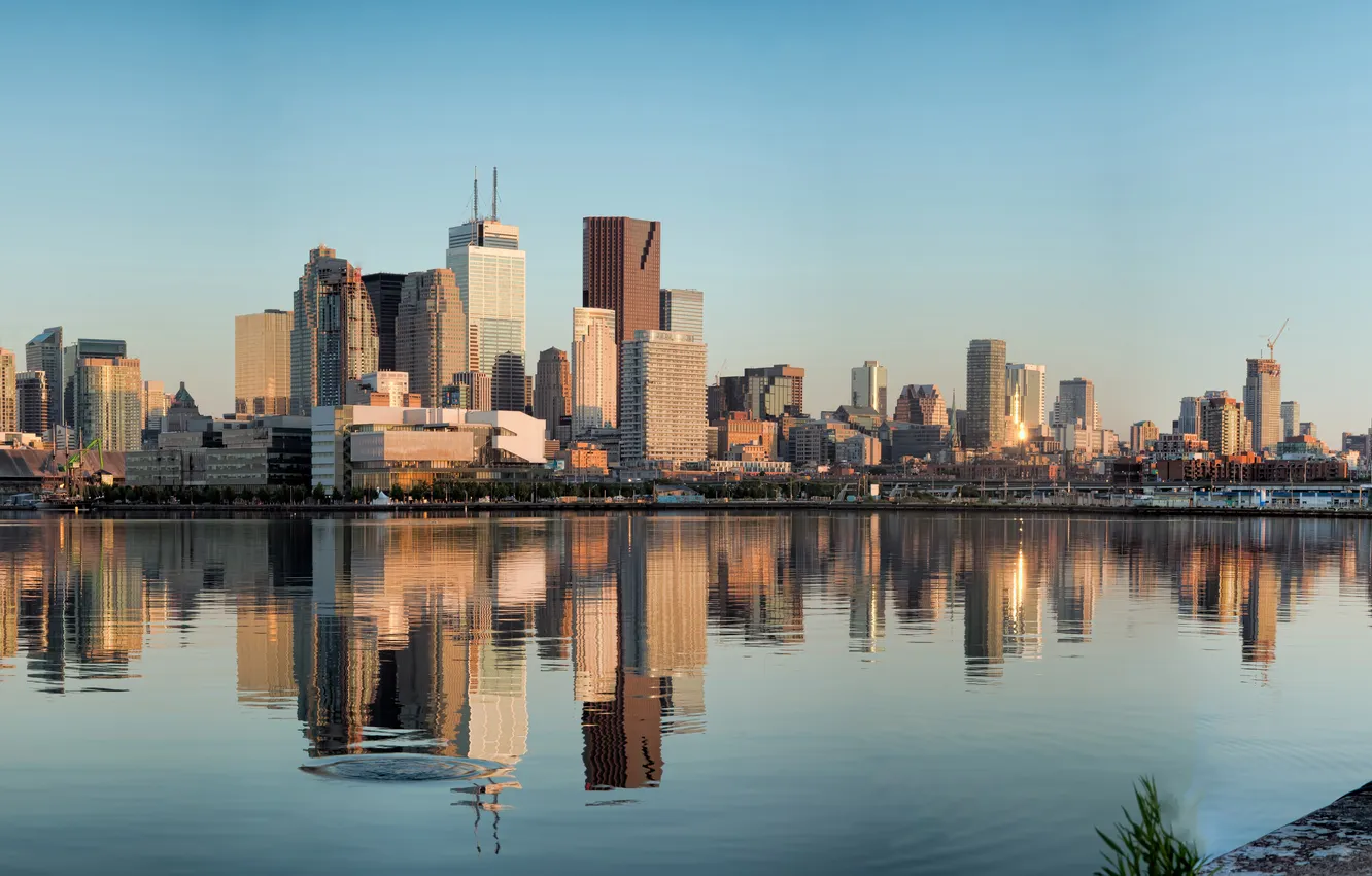 Photo wallpaper the sky, landscape, lake, ship, home, pier, Ontario, Toronto