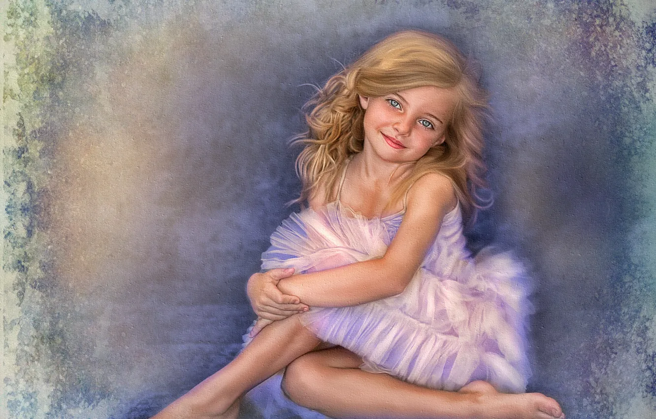 Photo wallpaper smile, background, girl, pink dress