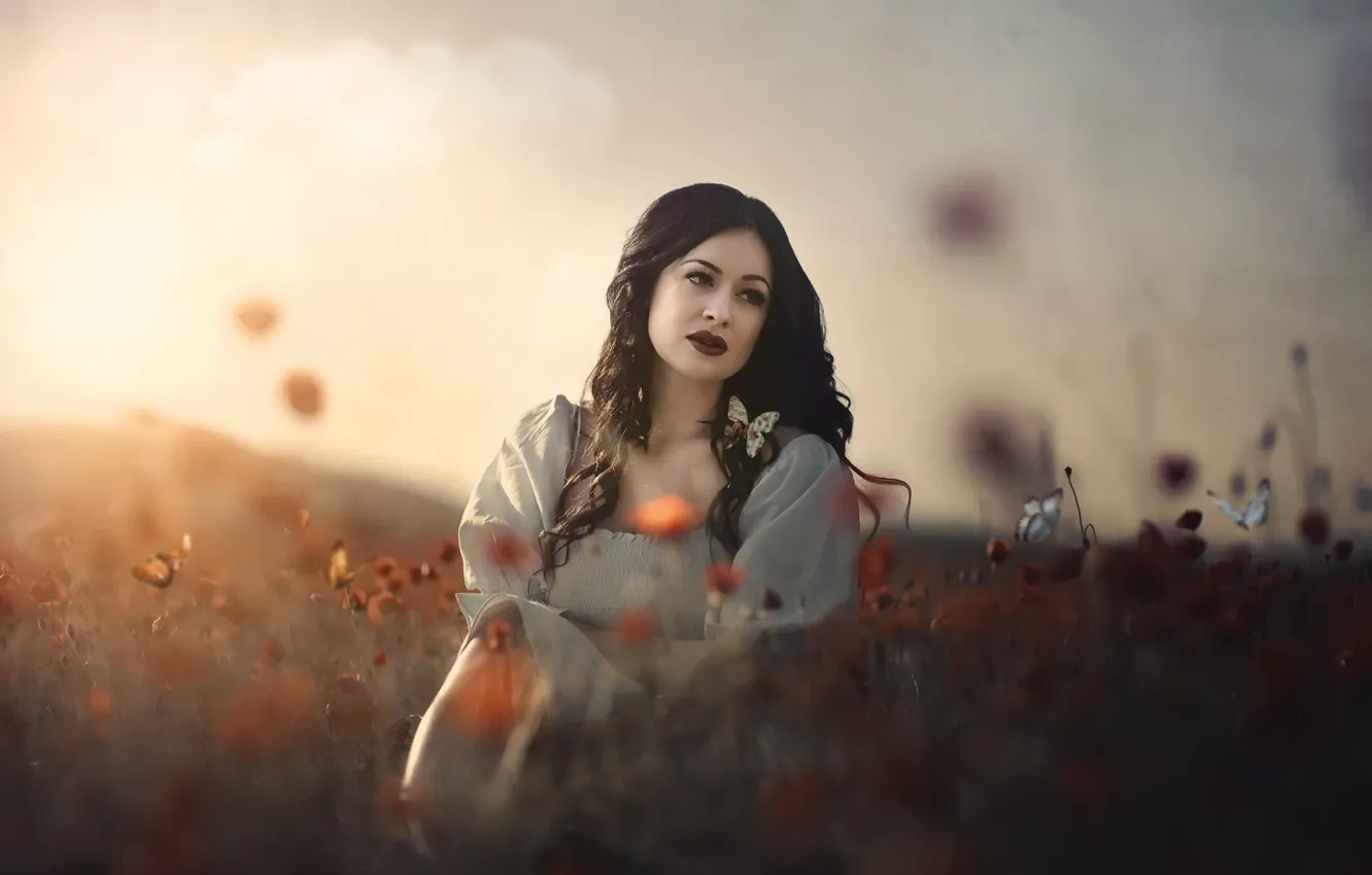 Photo wallpaper girl, nature, background