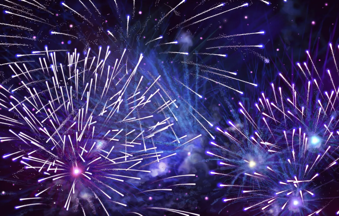 Photo wallpaper blue, sparks, fireworks, purple
