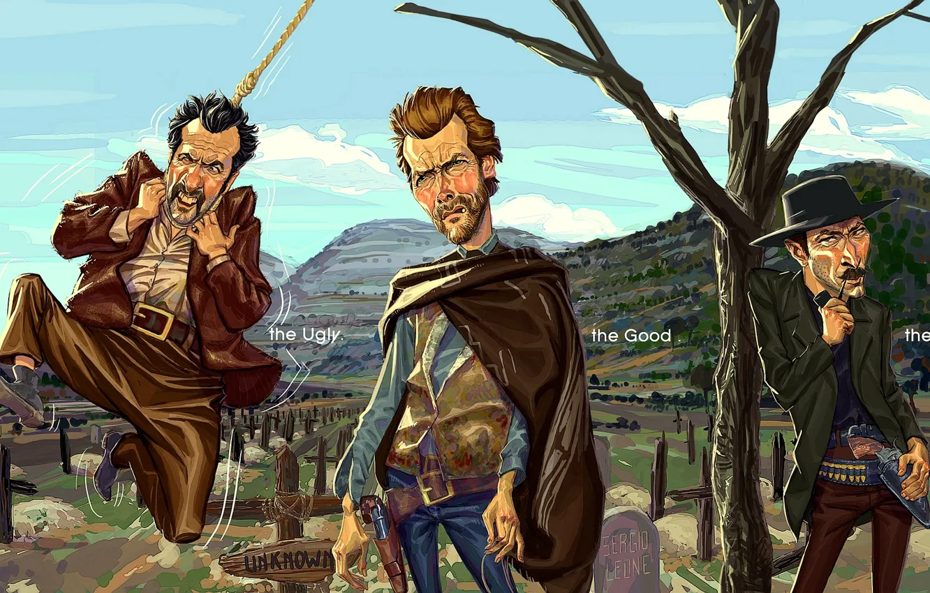 Photo wallpaper Clint Eastwood, Lee Van Cleef, the Bad and the Ugly, Sergio Leone, The good