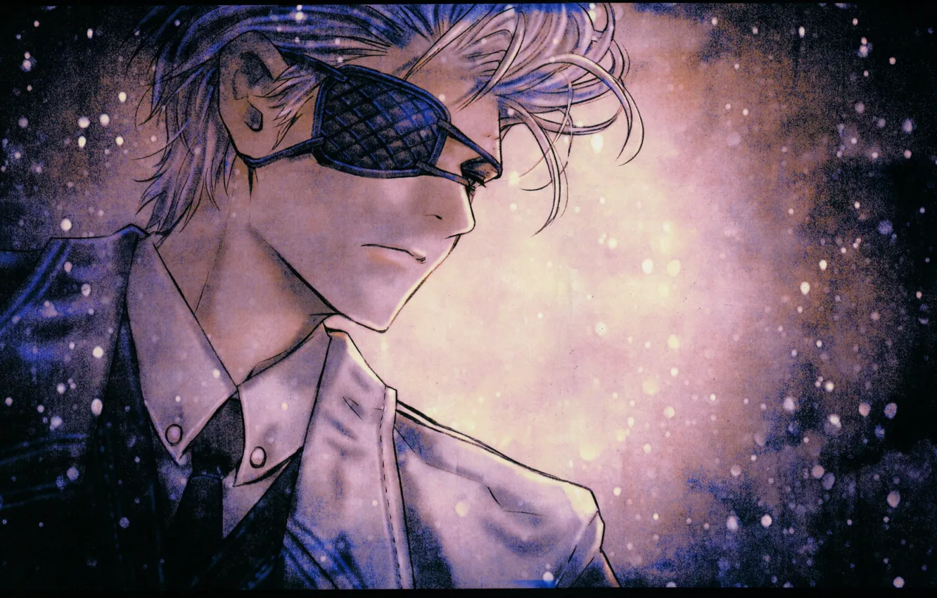 Photo wallpaper snow, night, face, costume, tie, headband, art, Hiroyuki Wand