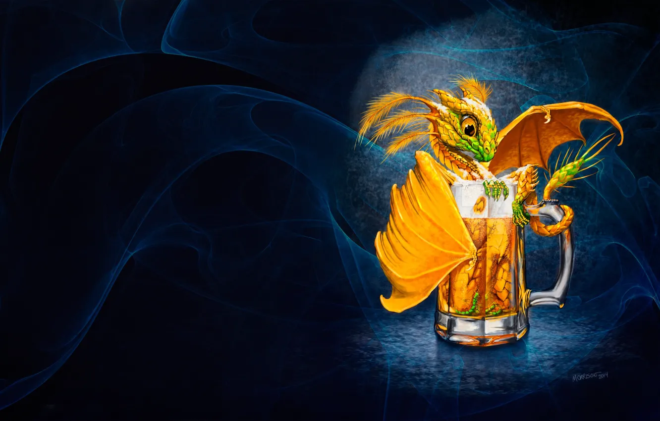 Photo wallpaper mood, minimalism, art, mug, dragon, Stanley Morrison, beer dragon