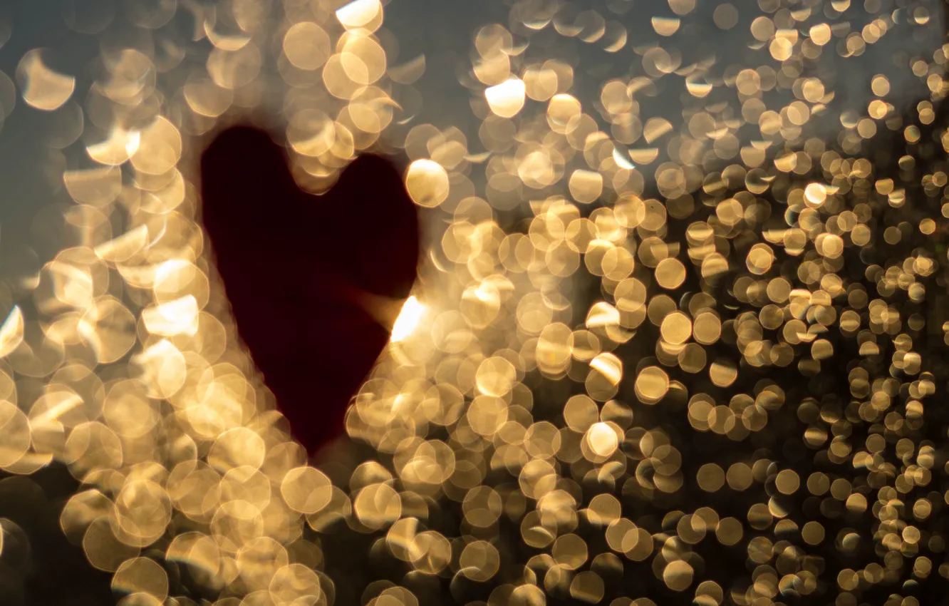 Photo wallpaper macro, light, heart, hearts, bokeh
