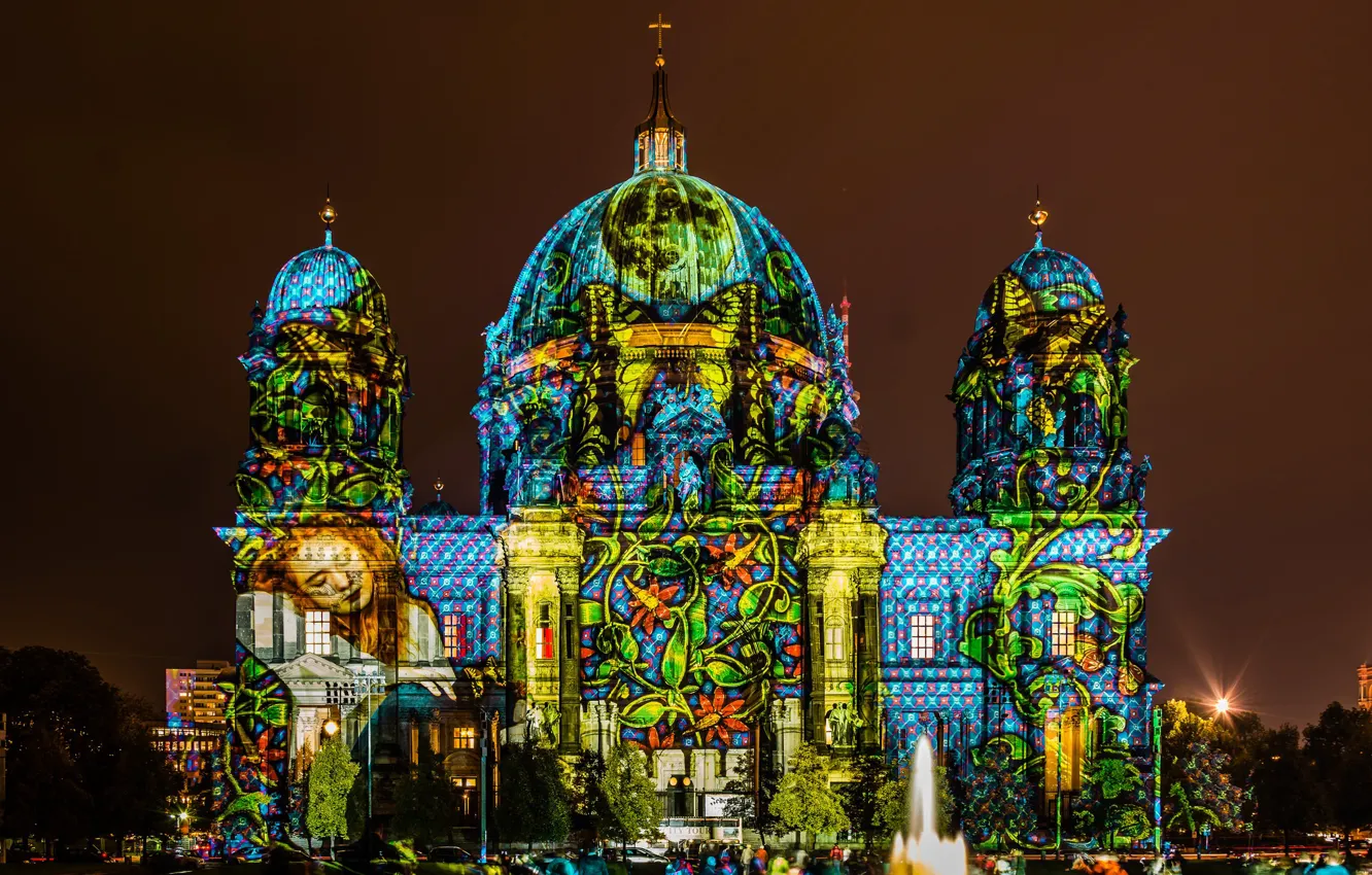 Photo wallpaper the city, lights, building