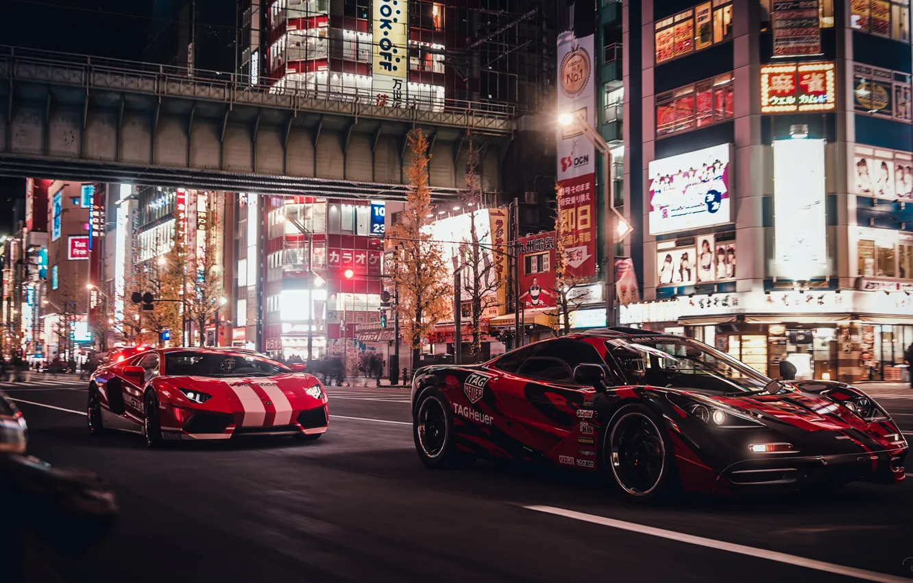 Photo wallpaper race, Lamborghini, Tokyo, Tokyo, Aventador, McLaren F1, Gran Turismo