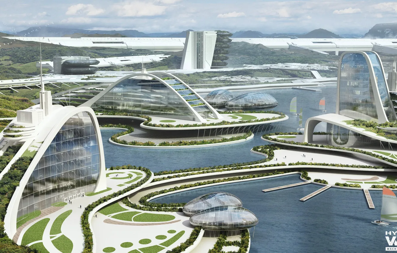 Photo wallpaper architecture, Hybrid Wars, yacht, the city, construction