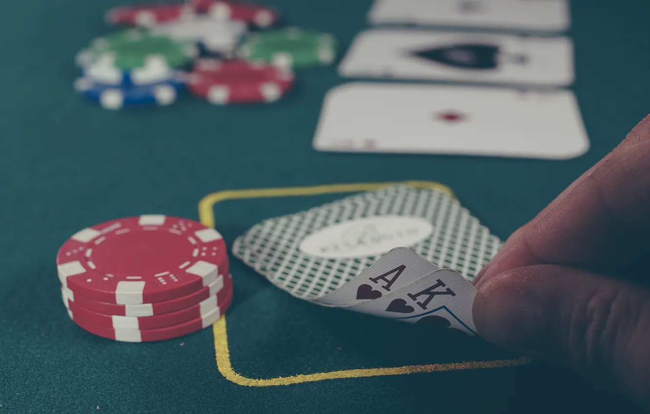 Photo wallpaper macro, map, chips, ACE, poker, king