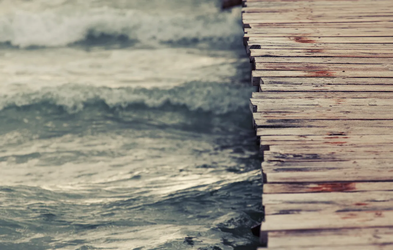 Photo wallpaper wave, water, bridge, the wind, sadness, track, the bridge, the platform
