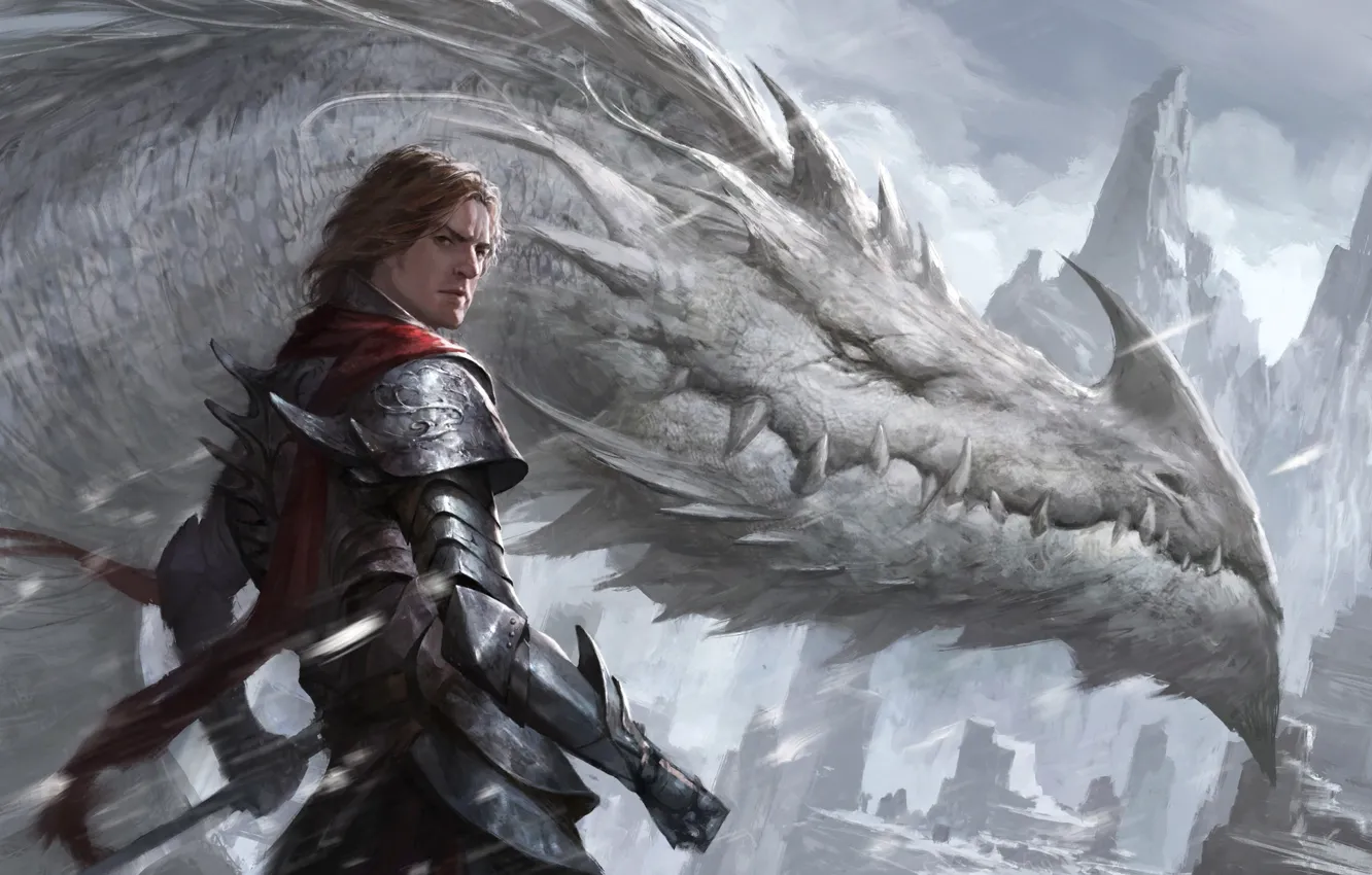 Photo wallpaper dragon, fantasy, art, rider, Dragon Knight, Oliver Liu