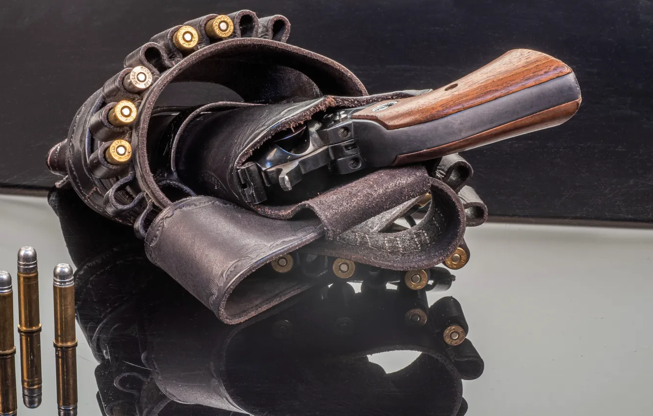 Photo wallpaper weapons, cartridges, revolver