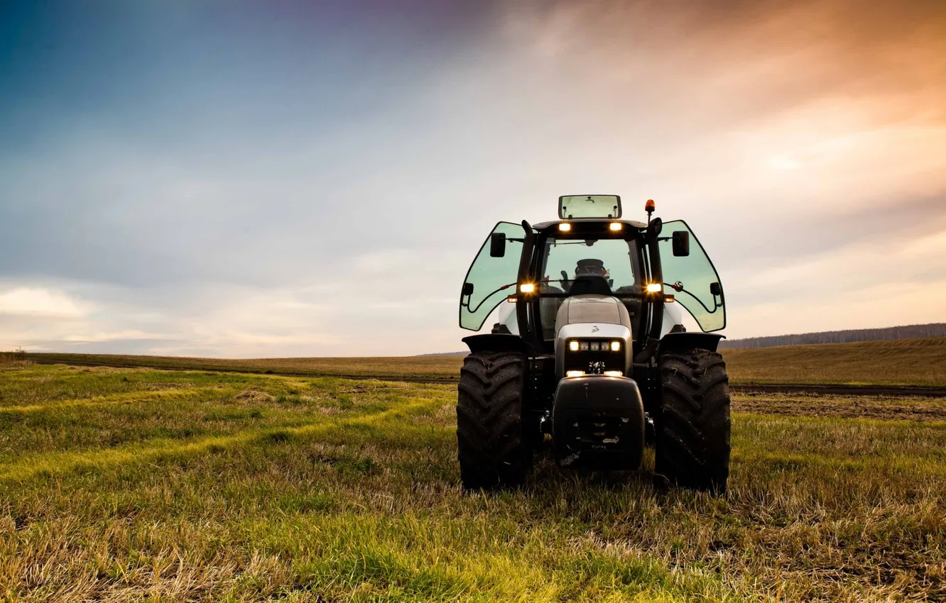 Photo wallpaper field, the sky, landscape, nature, Wallpaper, technique, Lamborghini, tractor
