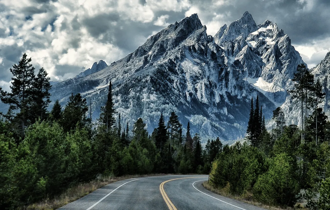 Photo wallpaper road, landscape, mountains