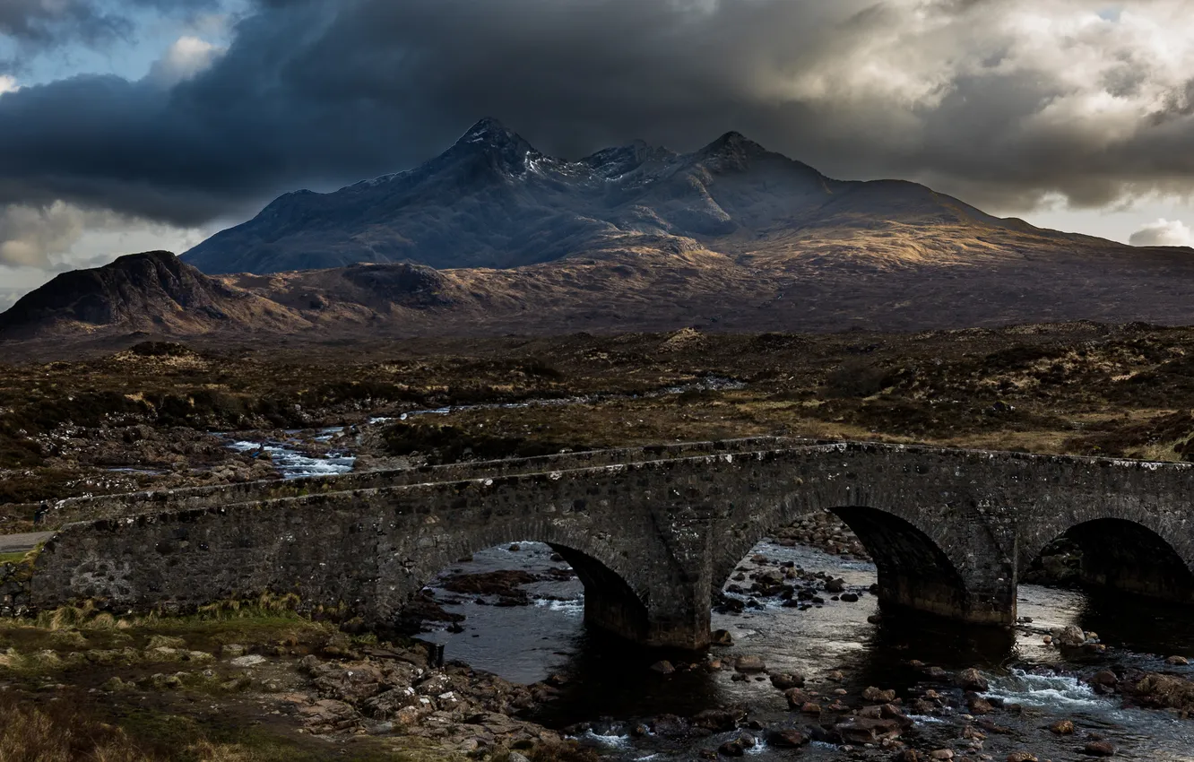 Photo wallpaper mountains, bridge, arch, utchi