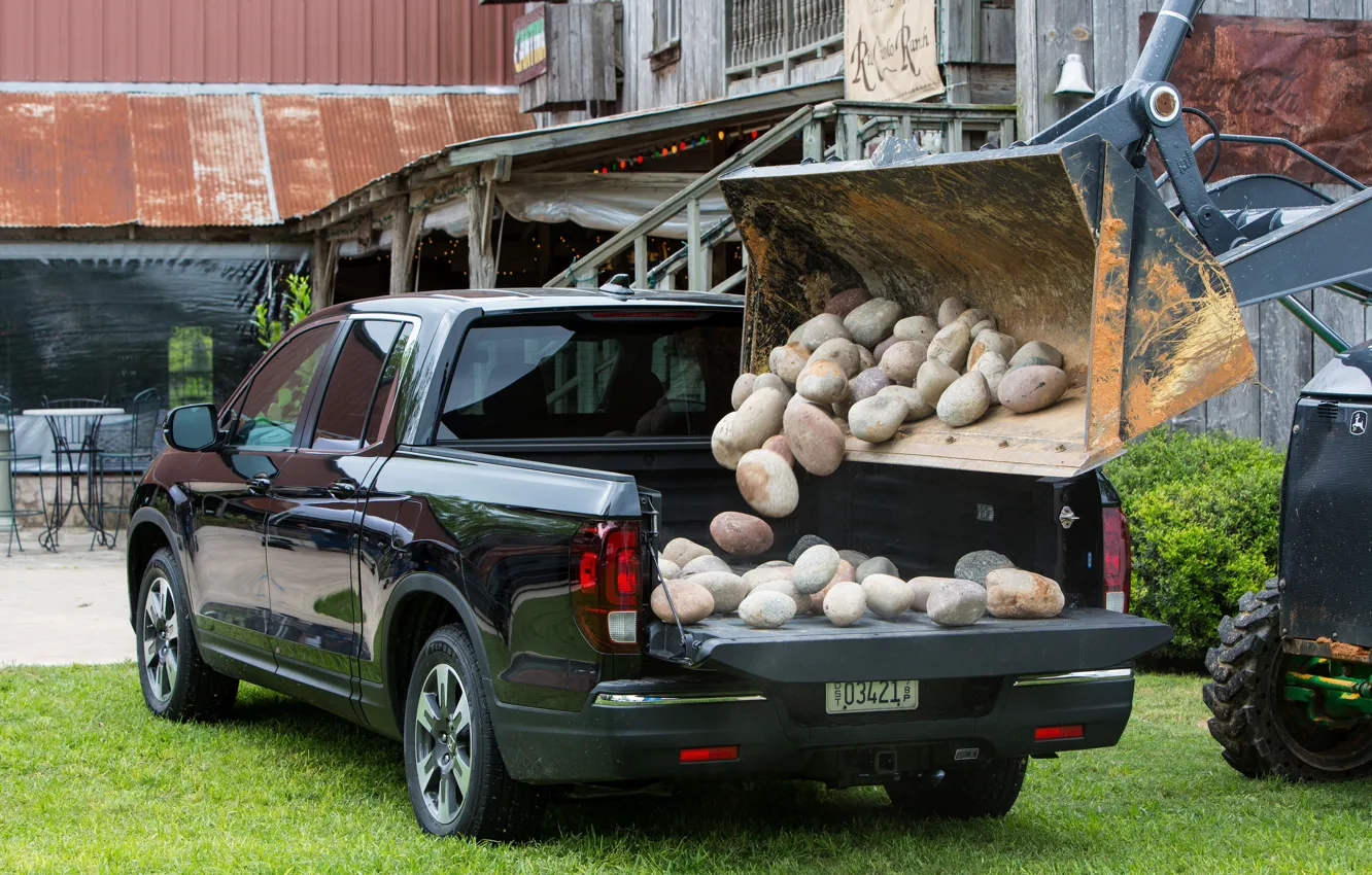 Photo wallpaper stones, black, Honda, body, pickup, bucket, Black Edition, Ridgeline